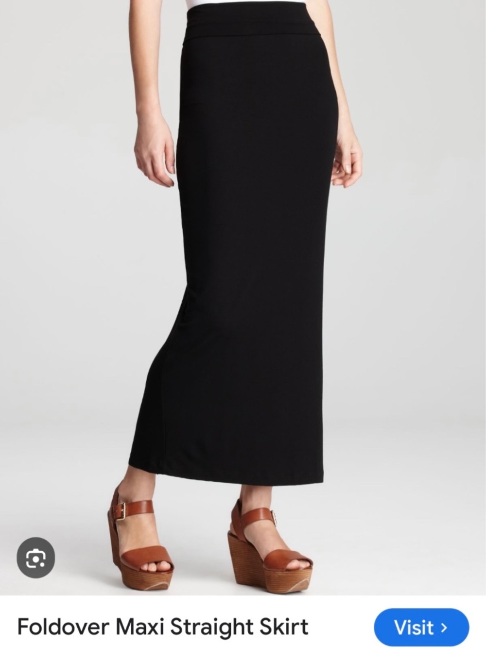 Eileen Fisher NWT $138 L foldover BLACK jersey maxi skirt